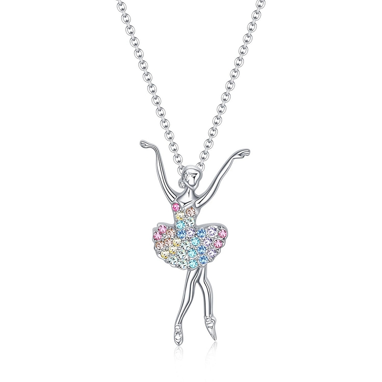 2021 Cross Border Fashion Ballerina Color Picture micro set pendant Necklace for girl's party birthday gift ?